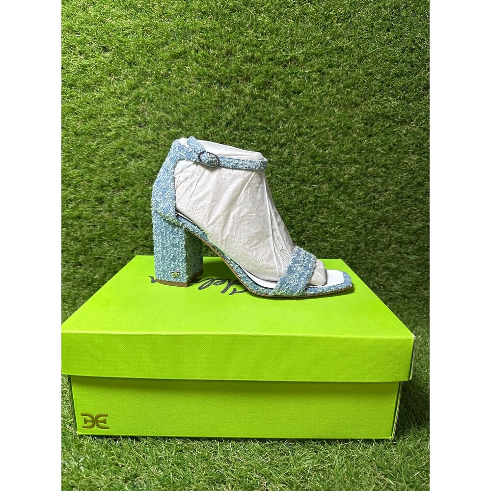 Sam Edelman Daniella denim block heel sandals size 6.5 - Picture 3 of 5